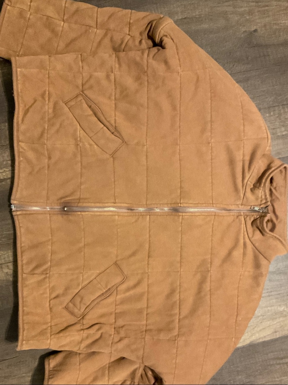 Men's Quilted Zip Jacket in Camel Brown